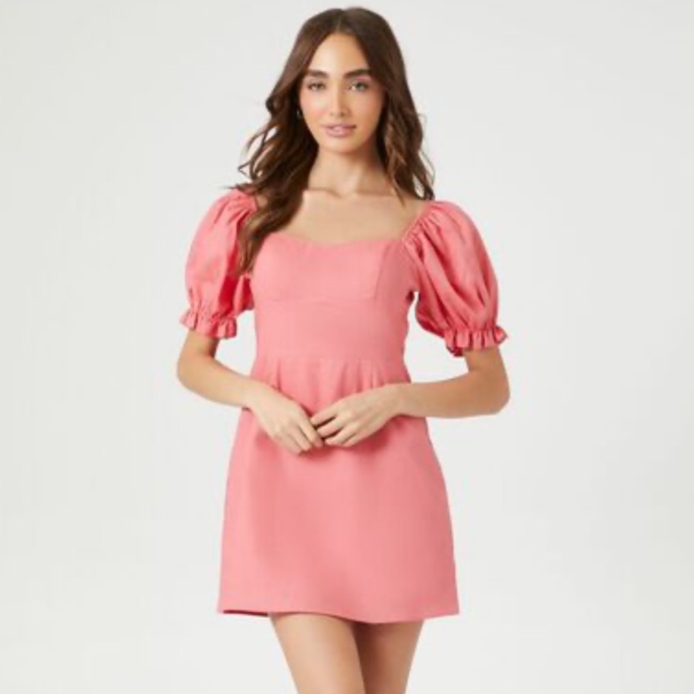 Elegant Cream Puff Sleeve Dress